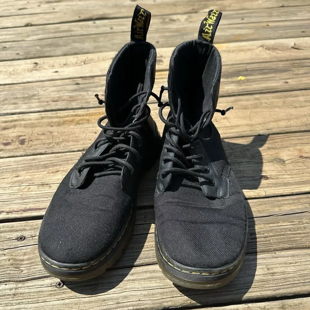 Dr. Martens Combs Mens Size 10 Black Classic Outdoor Lace Up Ankle Combat Boots